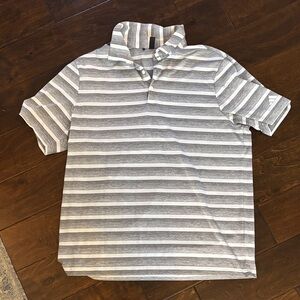 adidas Gray and White Striped Polo Shirt